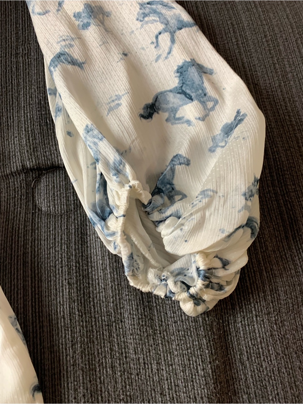 elizabeth crosby horse dress White Blue Large - Picture 9 of 15